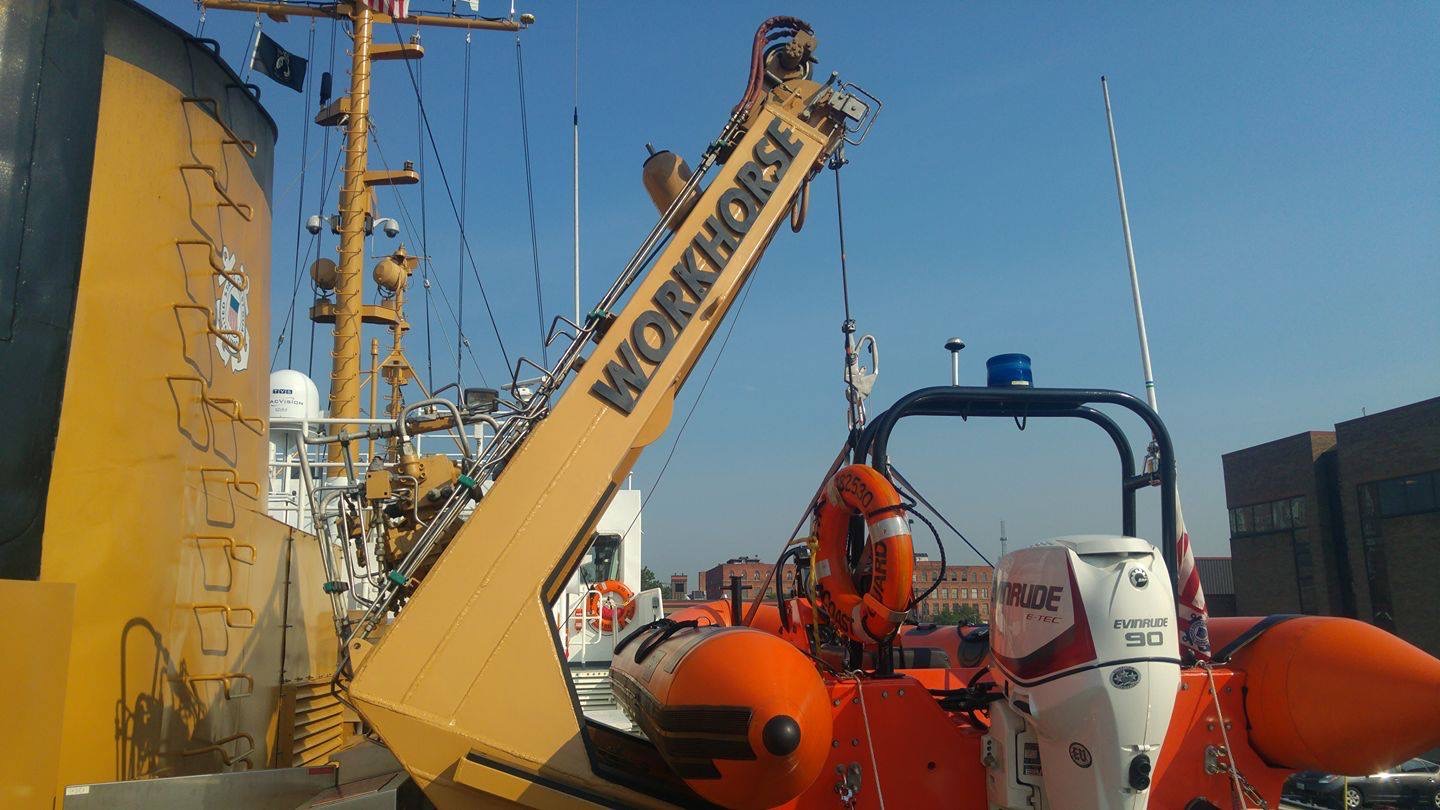 PLA davit mounted onboard a vessel