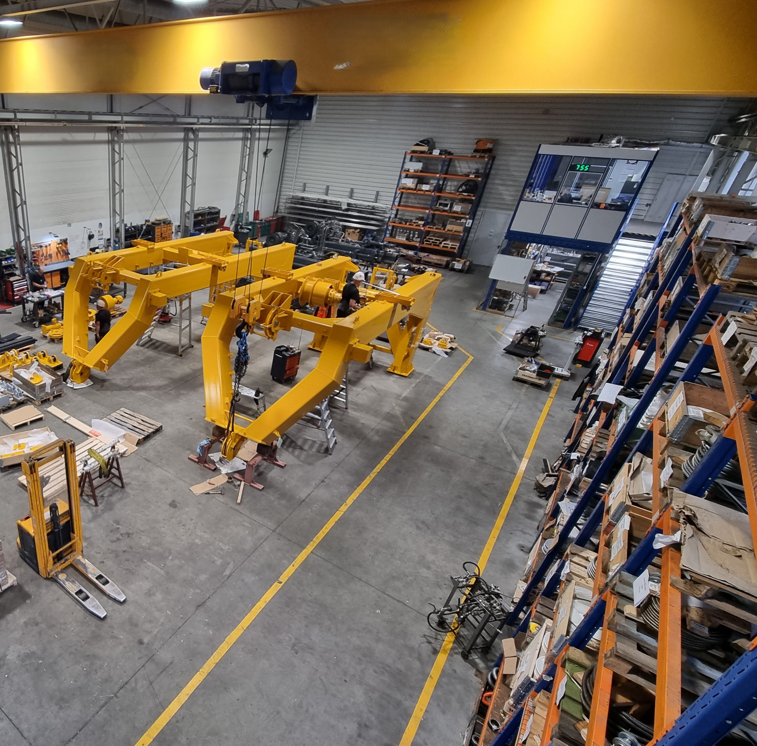 Photo of davits beeing constructed inside Vestdavit's production facilities.